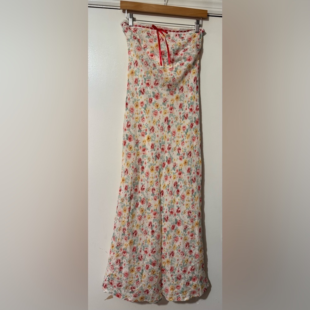 Jessica Simpson White Maxi Skirt with Pink & Yellow Floral Print